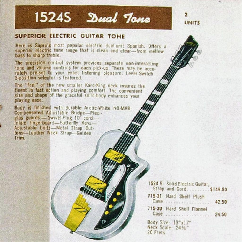 The Supro 1524S Dual Tone as it appeared in an original Supro catalog.