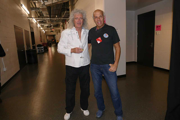 Brian May of Queen (left) with Richard Factor (right)