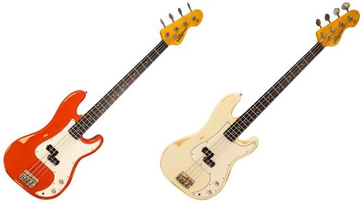 Distressed Firenza Red and Vintage White finishes added to Vintage V4 ICON Series Basses