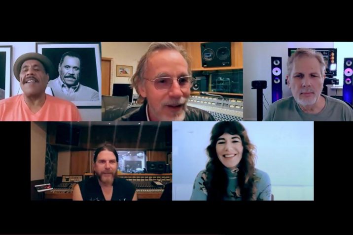 Pensado’s Place recently hosted an episode with members of the super-group that created the collaborative album Let the Rhythm Lead: Haiti Song Summit, Vol. 1. Pictured L-R, top row: Herb Trawick, Jackson Browne and Dave Pensado; bottom row: Jonathan Wilson and Jenny Lewis.