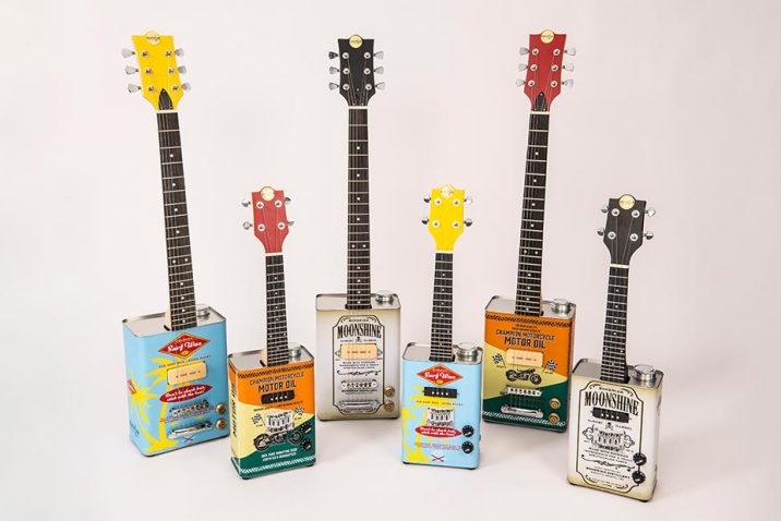 Bohemian electric oil-can guitars and ukuleles are now available with Limited Edition graphic designs