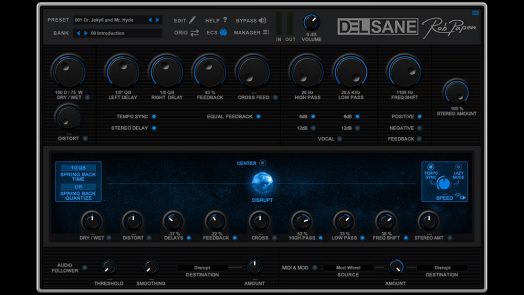 Rob Papen DelSane virtual stereo delay effect plug-in