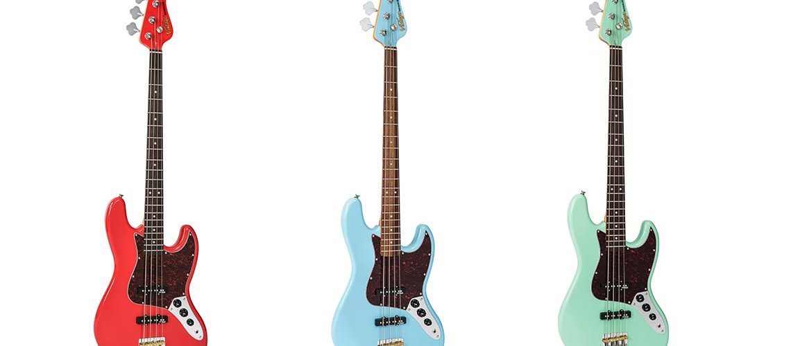 Vintage VJ74 ReIssued Series 4 string bass in three new finishes