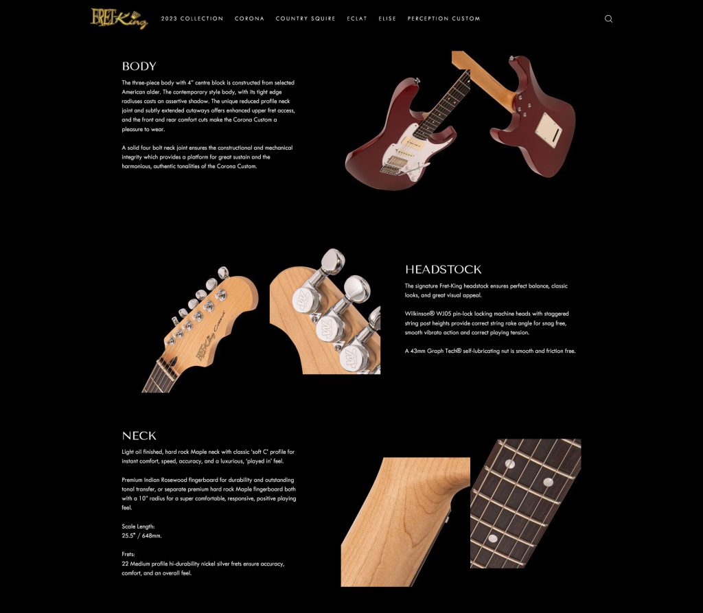 Fret-King launch new website to coincide with the new 2023 Collection of electric guitars and basses